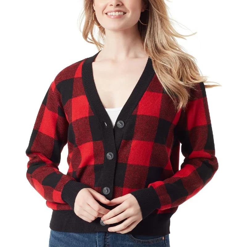 Denim Design Jessica Simpson Womens V Neck Ribbed Trim Cardigan Sweater
