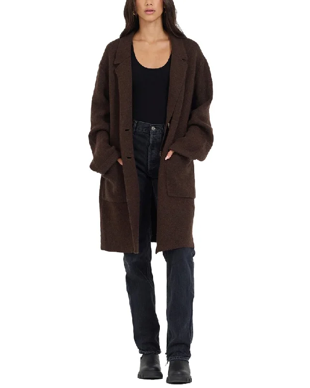 Elegant And Lazy Vintage Havana Sweater Mid Length Car Coat