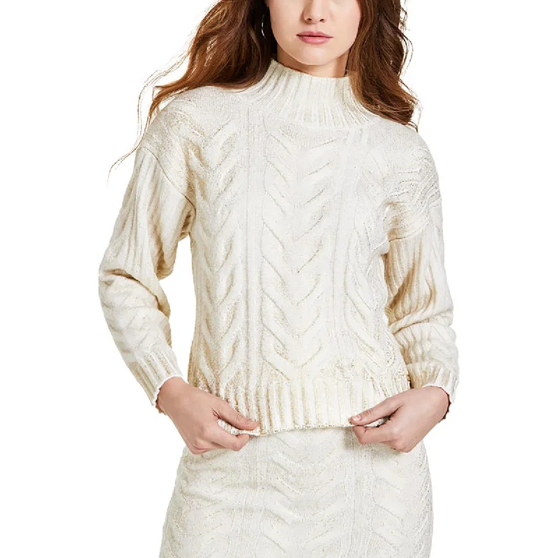 Comfortable Outfits Guess Womens Cable Knit Mock Neck Pullover Sweater