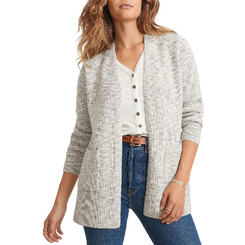 Cozy Chic Updated Cabin Womens Heathered Open Front Cardigan Sweater