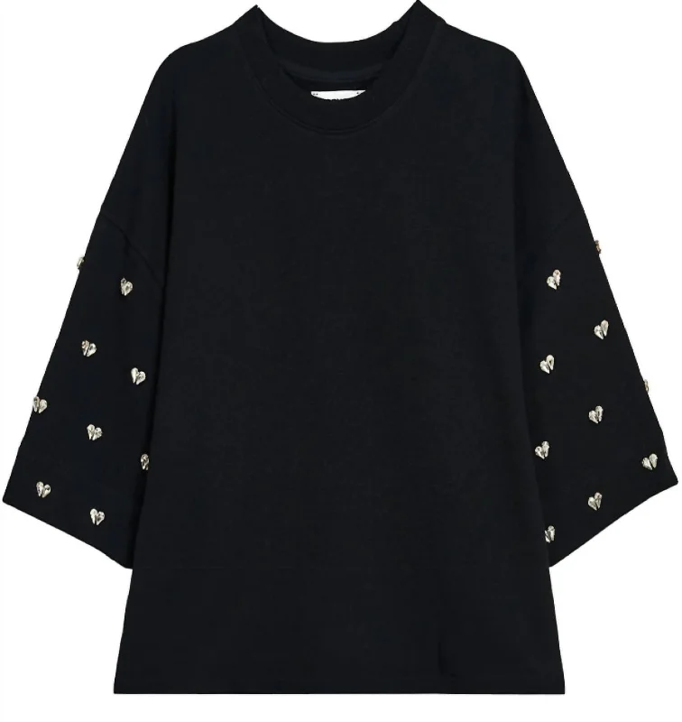 Eye-catching Personality Women's Etui Embroidered Sweatshirt In Black