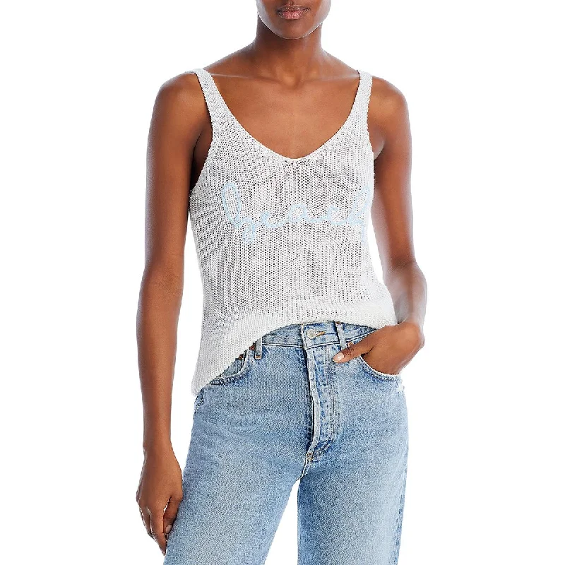 Urban Style Vintage Havana Womens V Neck Sleeveless Tank Top Sweater