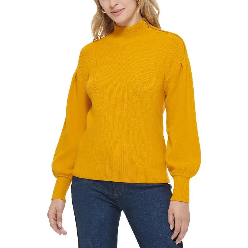 Stylish Ease Karl Lagerfeld Paris Womens Pleated Bishop Sleeve Mock Turtleneck Sweater
