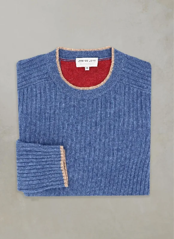 Soft Tops Men's Cortina Cashmere Crew Neck Sweater in Peacock Heather