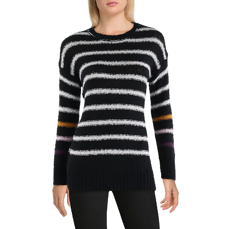 Comfortable Tops Michael Stars Womens Striped Ribbed Trim Pullover Sweater