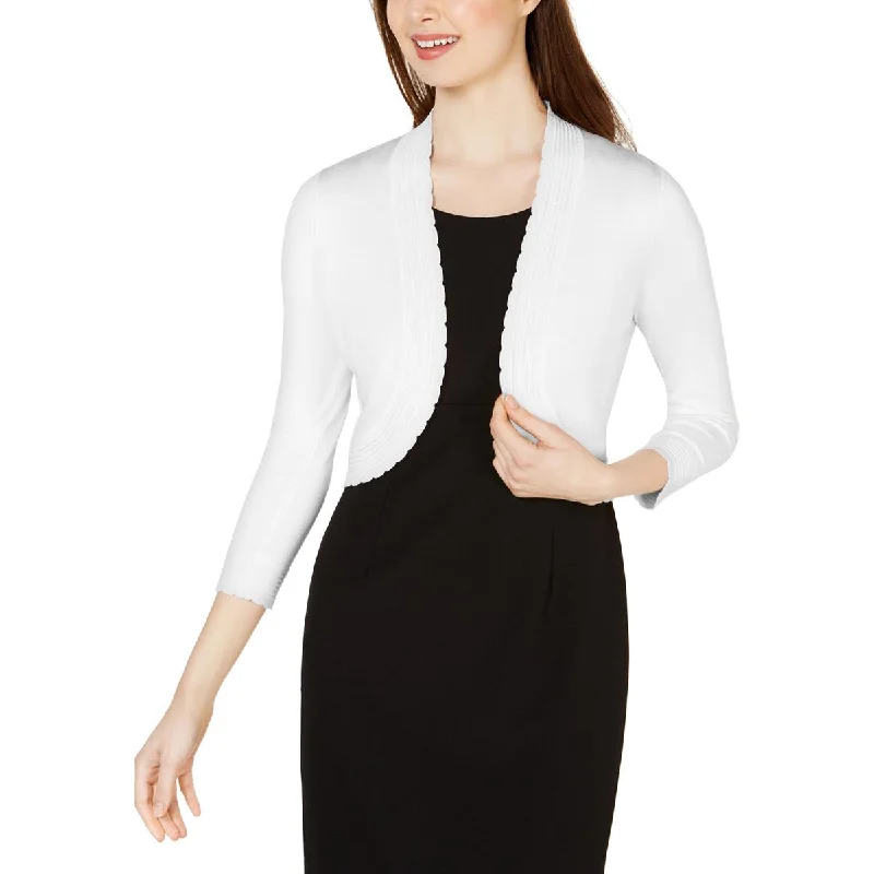 Youthful Style Jessica Howard Womens Knit Scalloped Cardigan Sweater