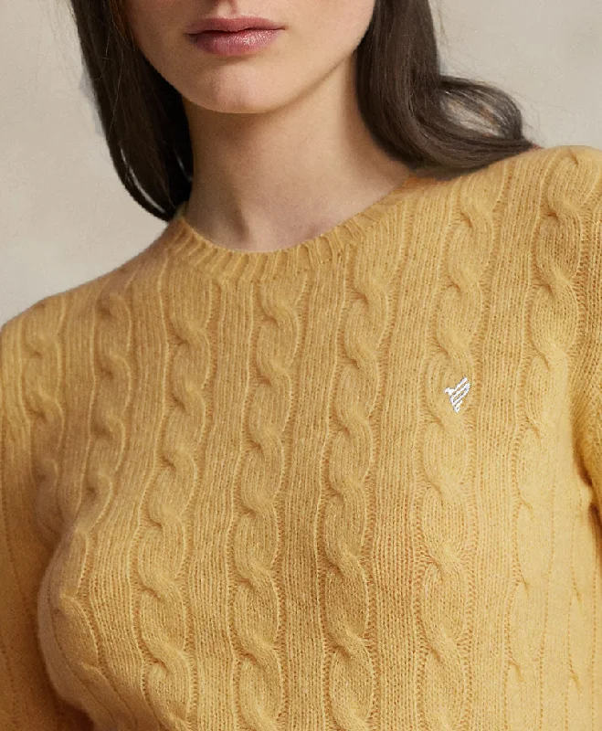Lively And Youthful Mustard Cable Knit Sweater (Women)