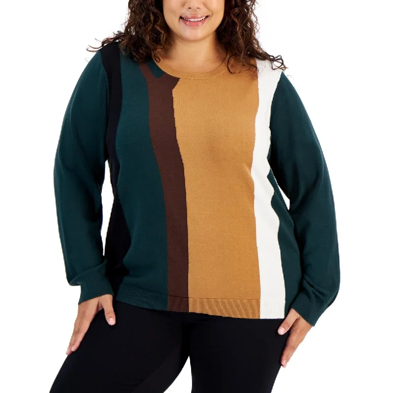 Fashionable And Fashionable Calvin Klein Womens Plus Colorblock Office Wear Pullover Sweater