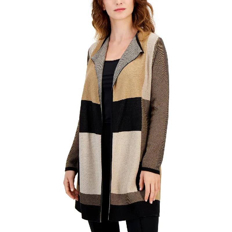 Light Layers Kasper Womens Cotton Blend Open Front Cardigan Sweater