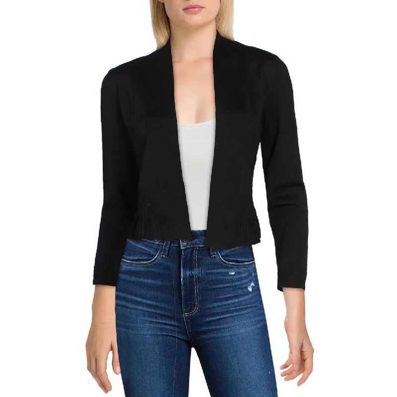 Carefree Nic + Zoe Womens First Day Ribbed Trim Layering Cardigan Sweater