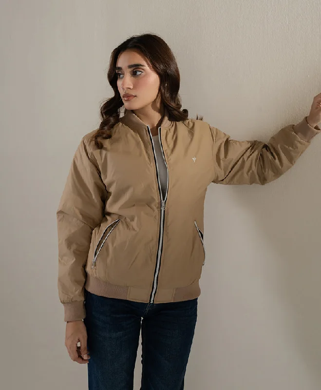 Elegant Outline Lt Gold Bomber Jacket (Women)