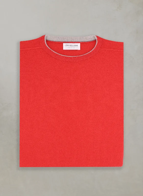 Modern City Men's Tollegno Merino Wool Crew Neck Sweater in Coral
