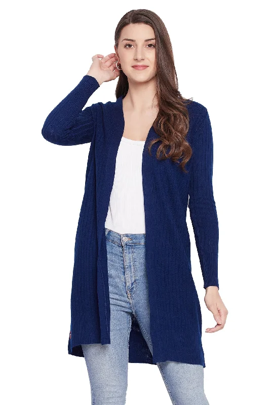 Exquisite Details JUMP USA Women Solid Longline Open Front Shrug