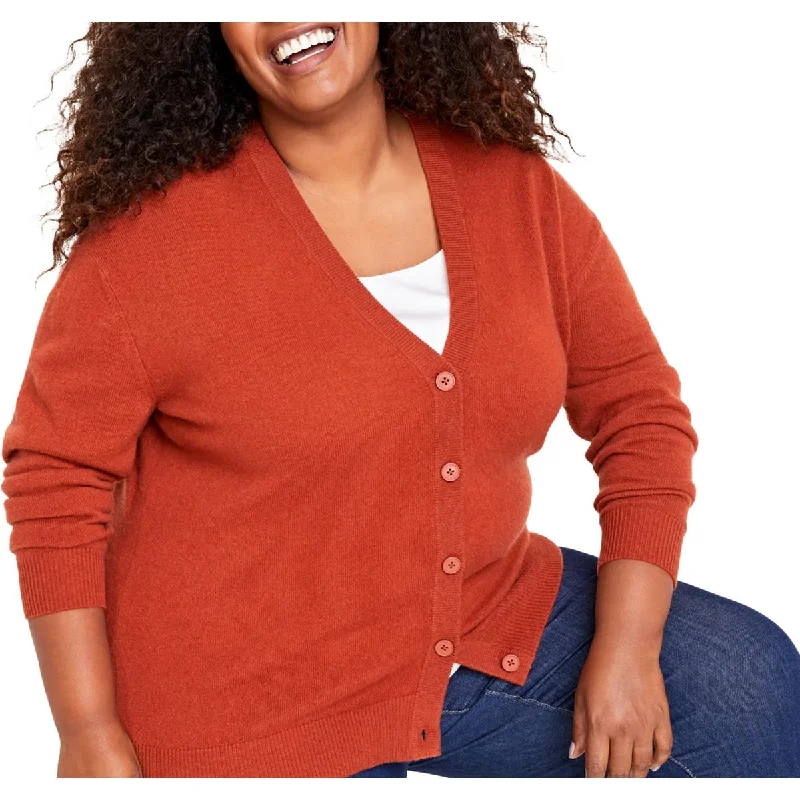 Advanced Customization Charter Club Womens Plus   Cashmere Button Down Cardigan Sweater