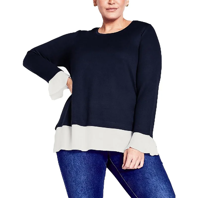 Breezy Outfits Avenue Womens HACCI Knit Chiffon Tunic Sweater