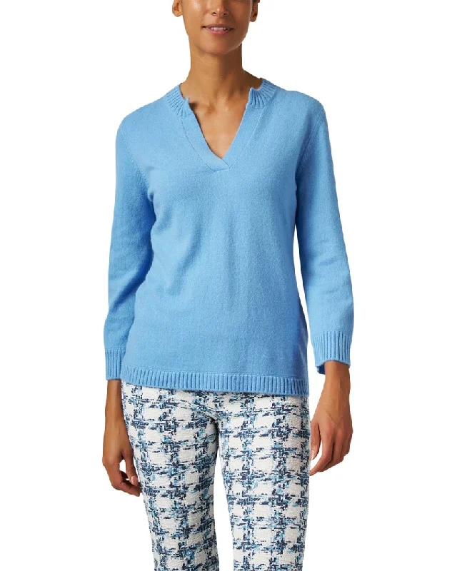 Exquisite Craftsmanship Kinross Split Neck Cashmere Sweater