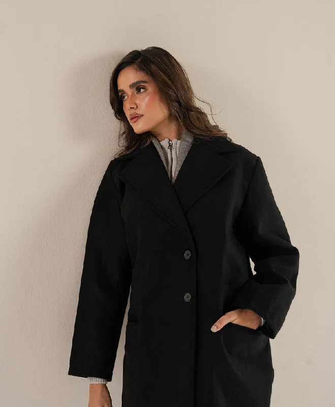 Celebrity Picks Black Long Coat (Women)