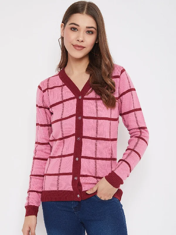 Fashion Must-have JUMP USA Women Pink Front-Open Sweater