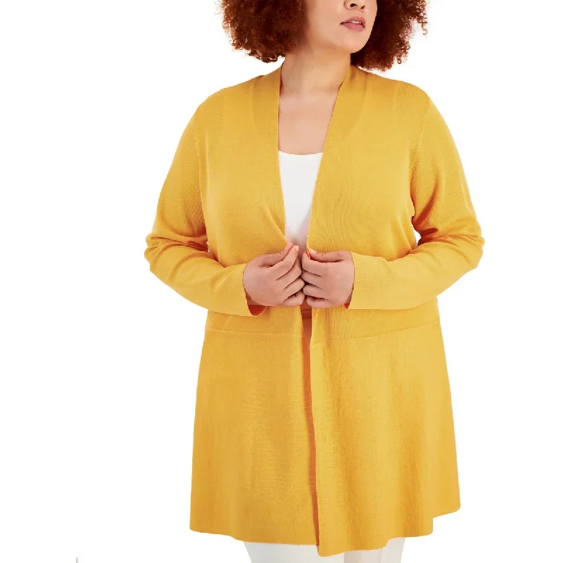 Cozy Essentials Wear Anne Klein Womens Plus Ribbed Dressy Cardigan Sweater