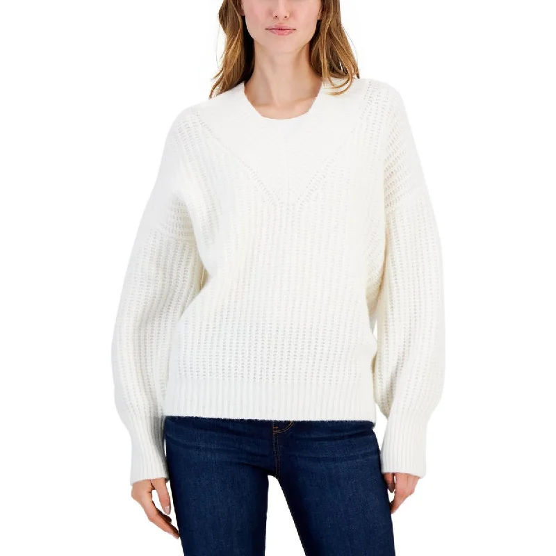 Breathable Comfort Hugo Womens Knit Ribbed Pullover Sweater