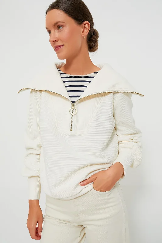 Wearable At Home Or Out Ivory Vine Half Zip