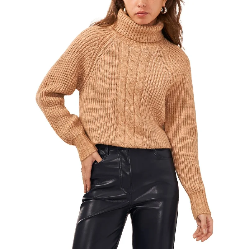 Cozy Layers 1.State Womens Knit Ribbed Trim Turtleneck Sweater