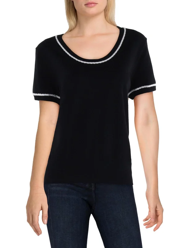 Casual Comfort Wear Womens Crewneck Short Sleeve Pullover Sweater