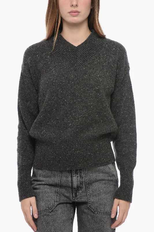 Relaxed Dresses Gentryportofino Cashmere Tweed Pullover with V Neck