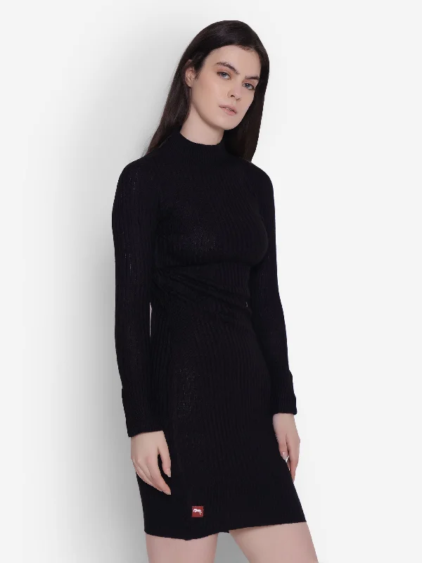 Chic Comfort JUMP USA Women Black High Neck Dress