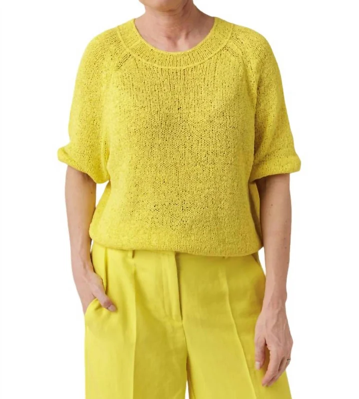 Soft Feel Knitted Pull-Over Sweater Top In Lemon