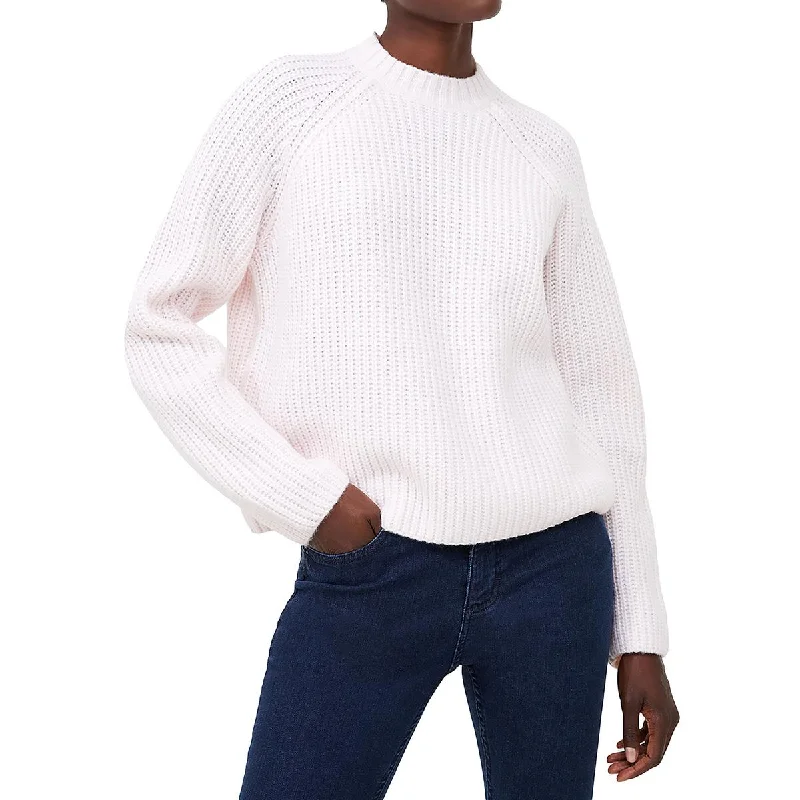 Knitted Design Womens Crewneck Open Stitch Pullover Sweater
