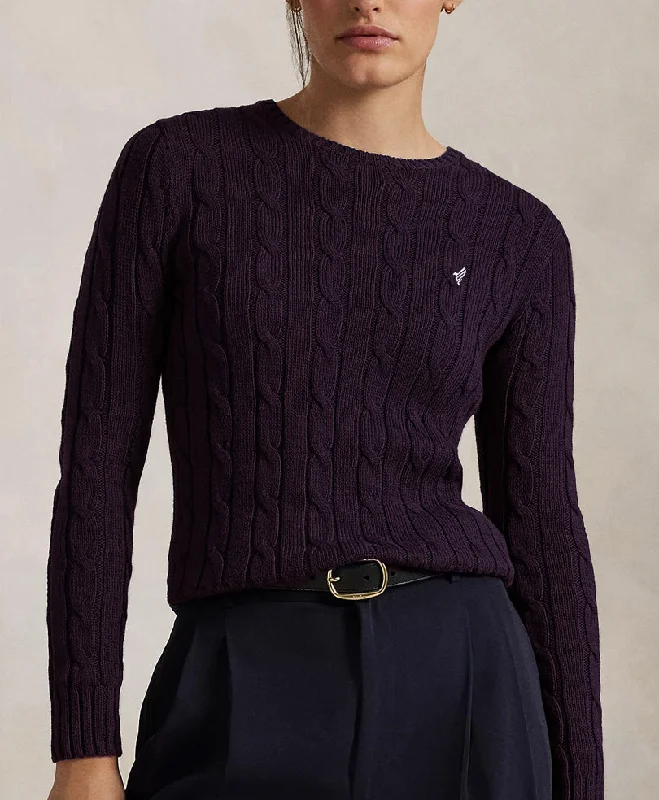 Soft Style Dk Purple Cable Knit Sweater (Women)