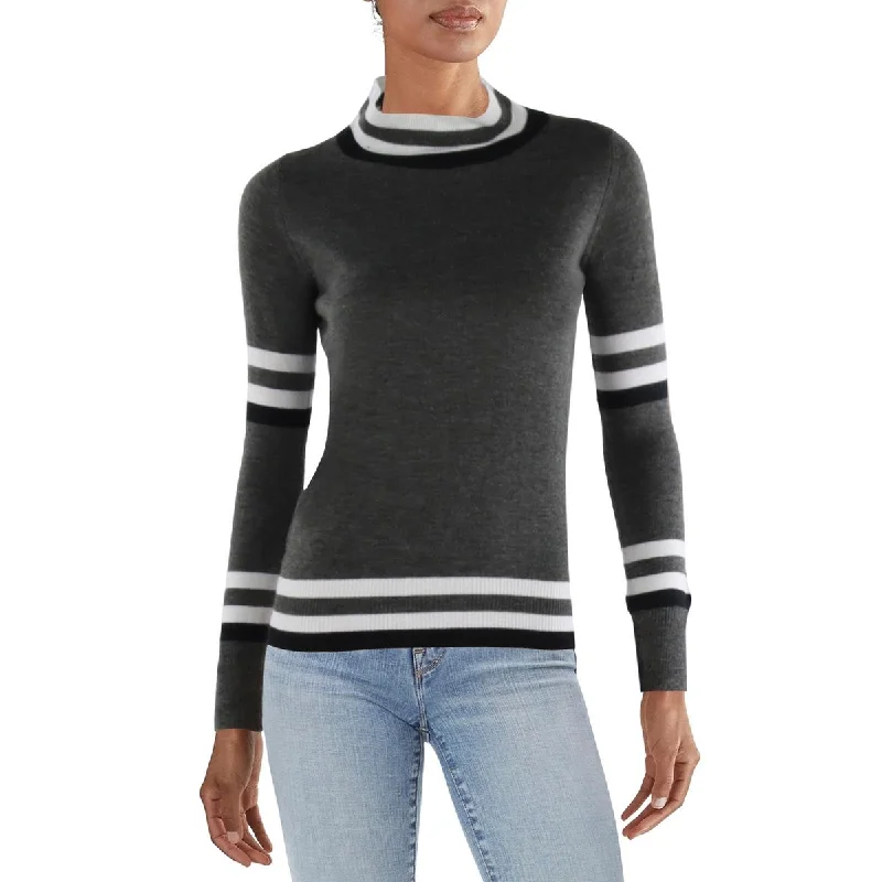 Floral Prints Madeleine Thompson Womens Arcadia Heathered Long Sleeve Mock Turtleneck Sweater