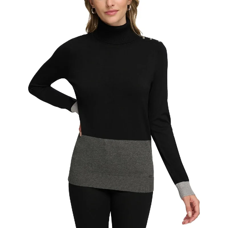 Sports And Leisure Calvin Klein Womens Colorblock Long Sleeve Turtleneck Sweater