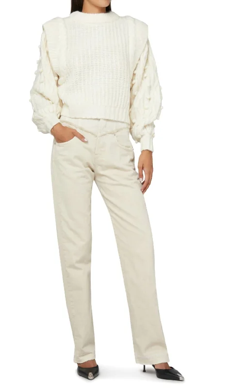 Comfortable Series Braided Pullover Sweater In Off-White