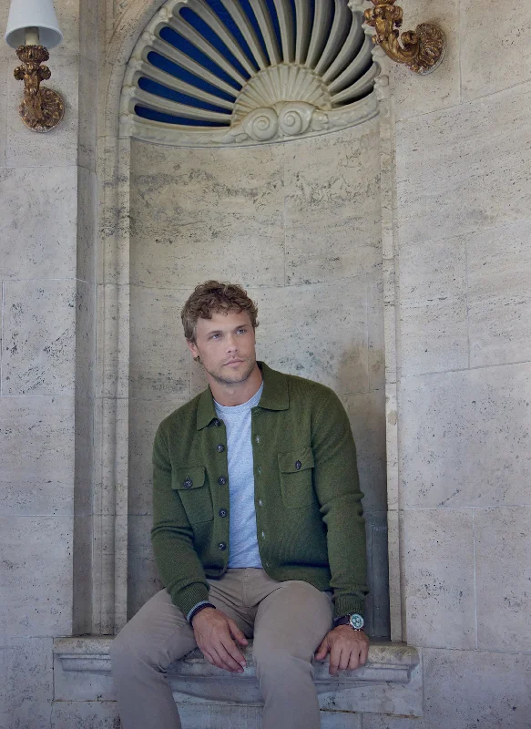Comfortable Lounge Wear Men's Brescia Barn Coat Sweater in Olive