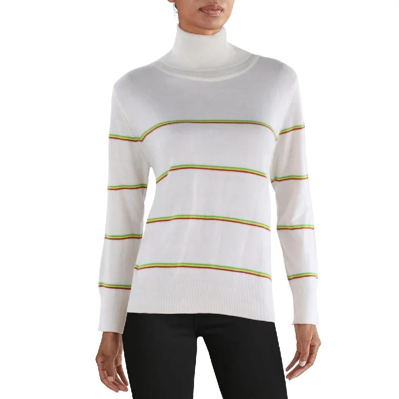 Lounge Wear Madeleine Thompson Womens Ribbed Trim Long Sleeve Turtleneck Sweater