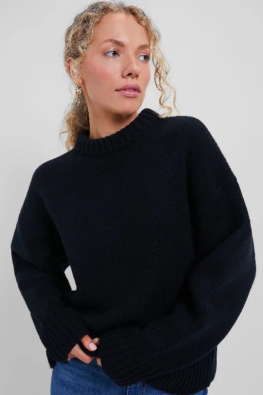 Easy Style Black Genevieve Cashmere Blend Crewneck Sweater