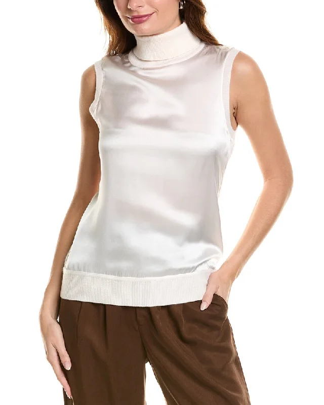 Elegant And Casual Elie Tahari Satin Front Wool & Cashmere-Blend Sweater