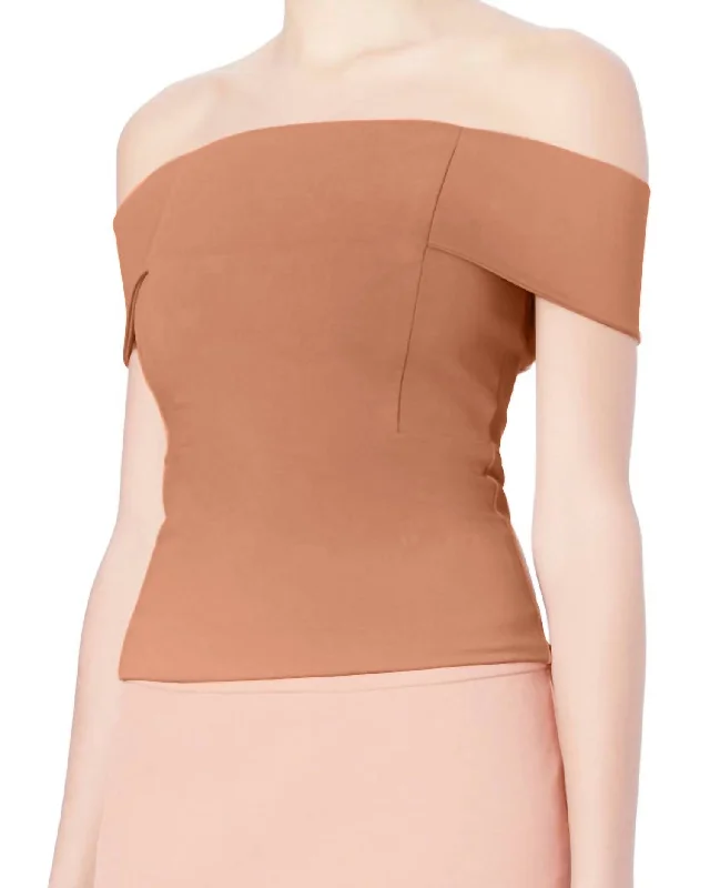 Comfortable And Versatile Women's Nude Off-Shoulder Top