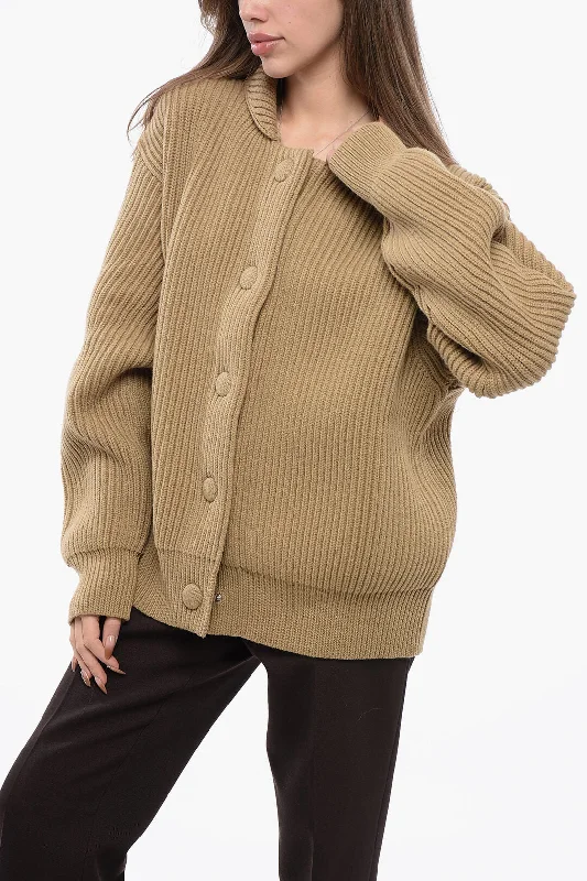 Tropical Style Jil Sander Ribbed Dropped Shoulder Cardigan