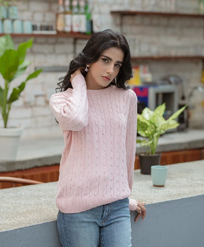 Luxury Customization Pink Cable Knit Sweater (Women)
