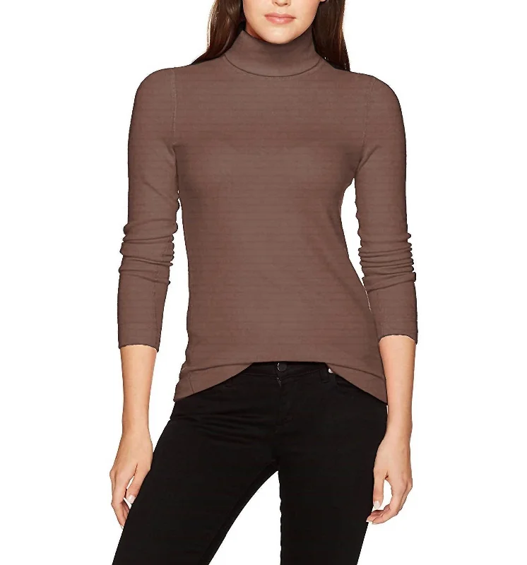 High-end Fashion Brushed Turtleneck Sweater In Mink