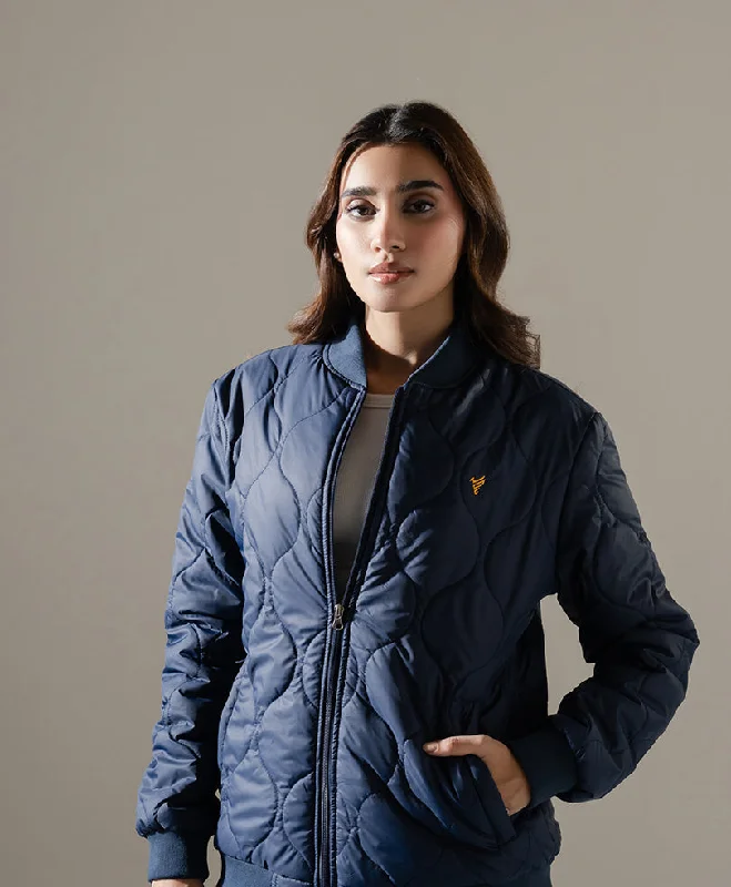 Warm Layers Navy Diamond Quilted Jacket (Women)