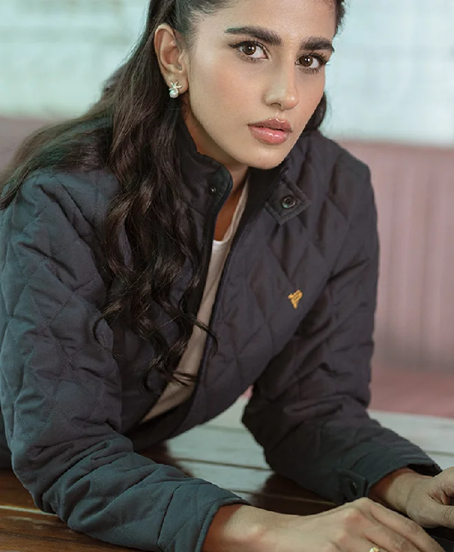 Bottom And Versatile Navy Quilted Jacket (Women)