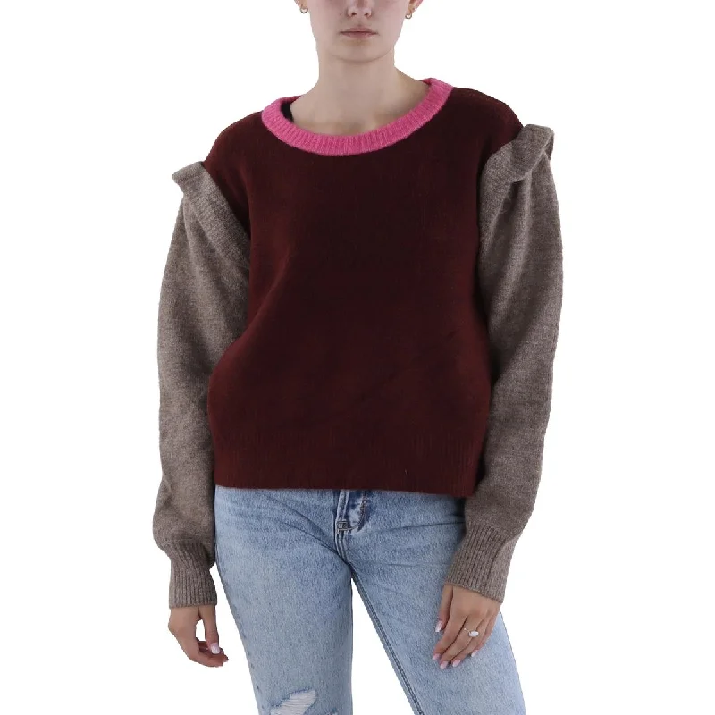 Warm Winter Series Vigoss Womens Ruffled Heathered Pullover Sweater