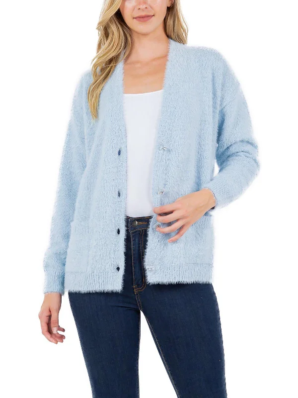 Comfy Layers Womens Jewel Buttons Cardigan Cardigan Sweater