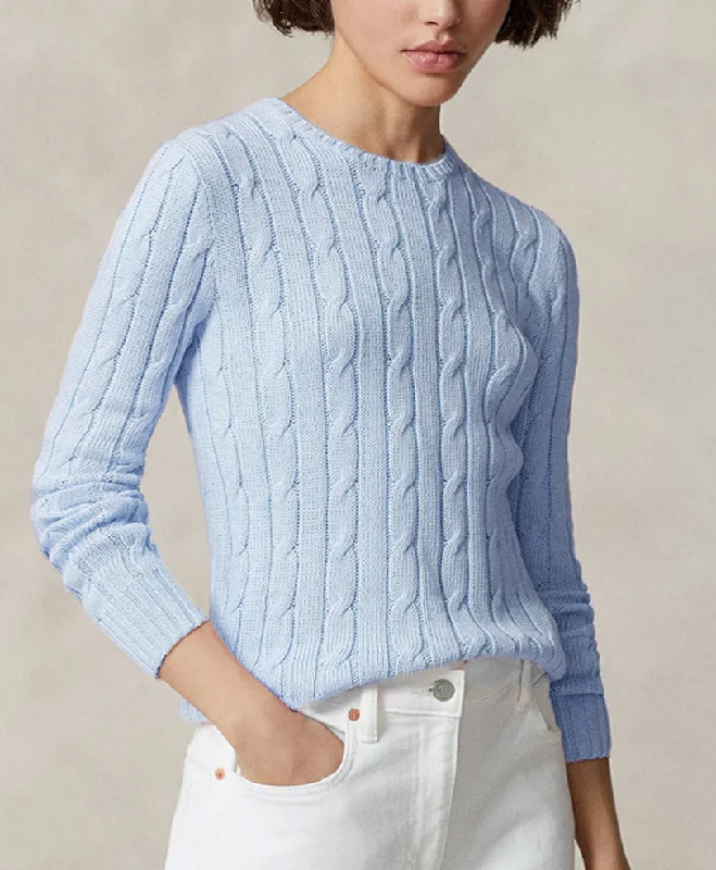 Fresh And Natural Sky Blue Cable Knit Sweater (Women)