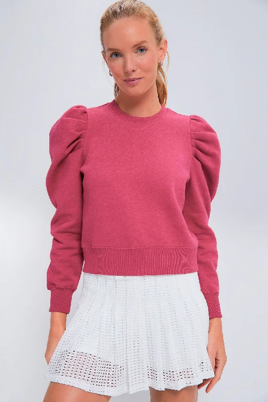 Elegant Style Heathered Pink Puff Sleeve Maisie Pullover
