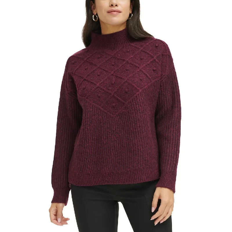 Comfortable Fashion Calvin Klein Womens Popcorn Stitch Mock Neck Pullover Sweater